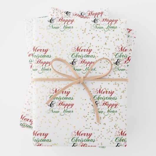 ゴールド |バラ金ゴールド |シルバーグリッターメリークリスマス ラッピングペーパーシート (インサイチュ)