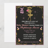 ゴールド バレリーナの登場 赤ちゃん歓迎会の招待状 招待状 (正面/裏面)