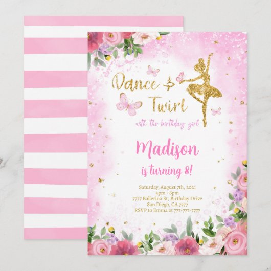 ゴールド バレリーナ ご招待 招待状 (正面/裏面)