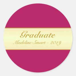 ゴールド＆バーガンディ卒業ステッカー ラウンドシール