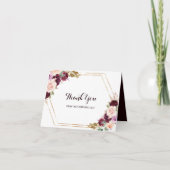 ゴールド バーガンディ フラワーブライダルシャワー お礼カード サンキューカード (正面)