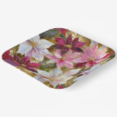 ゴールド バーガンディ ブロンズ ピンク レッド ホワイト ポインセチア ペーパープレート (傾斜あり)