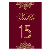 ゴールド バーガンディ メヘンディ ヘンナ インド 結婚式 テーブルナンバー (正面)