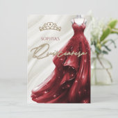 ゴールド バーガンディ レッド スパークル ドレスのキンセアニェラ 招待状 (スタンド正面)