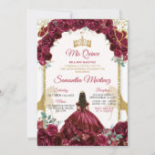 ゴールド バーガンディ レッド フラワープリンス クインセアニエラ 招待状 (正面)