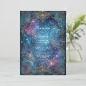ゴールド+パープル星雲の豪華な結婚式 招待状 (スタンド正面)