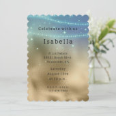 ゴールド パープル アクア スパークル グリッツィ マーメイド バースデー 招待状 (スタンド正面)