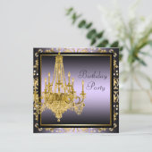 ゴールド パープル シャンデリア バースデー パーティー 招待状 (スタンド正面)