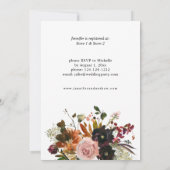 ゴールド、パープル、＆ ブラッシュピンクの花をあしらったゴージャスなブライダルシャワー 招待状 (裏面)