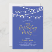 ゴールド パープル ブルー モダン 40歳 大人 誕生日パーティー 招待状 (正面)