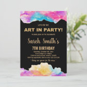 ゴールド パープル ペイント 誕生日 招待状 (スタンド正面)