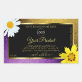 ゴールド パープル メタリック ブラック 製品ラベル ロゴを追加 長方形シール (正面)