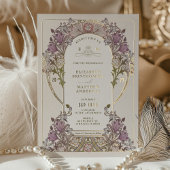 ゴールド パープル ヴィンテージ ウェディング ウィリアム モリス 箔招待状