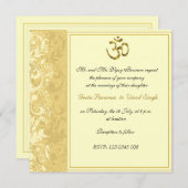 ゴールド ヒンズー教式の結婚 招待状 (正面/裏面)