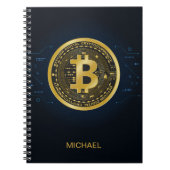 ゴールド ビットコイン 暗号通貨 名前カスタマイズ ノートブック (正面)