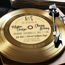 ゴールド・ビニールレコード ユニークなヴィンテージ音楽の結婚式