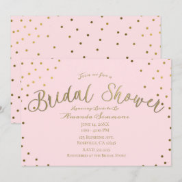 ゴールド＆ピンクのモダン グラマー ブライダル シャワー 招待状