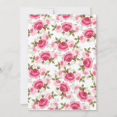 ゴールド＆ピンクユニコーン 花のローズ 誕生日パーティーI 招待状 (裏面)