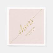 ゴールド＆ピンク エレガント おしゃれなレタリング チェアーズ ナプキン スタンダードカクテルナプキン (正面)