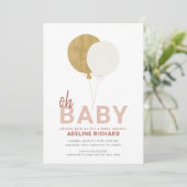 ゴールド、ピンク、オレンジ色のベイビーシャワー招待状 招待状 (スタンド正面)