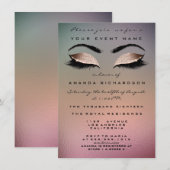 ゴールド ピンク オンブレ メイク グリッター ブライダル 16th アイ 招待状 (正面/裏面)