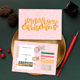 ゴールド ピンク クリスマス パターン チケット ギフト バウチャー