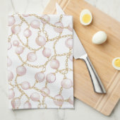 ゴールド ピンク グラム パール ブライダルシャワー キッチンタオル (四つ折り)