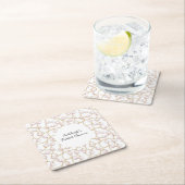 ゴールド ピンク グラム パール ブライダルシャワー スクエアペーパーコースター (インサイチュ)