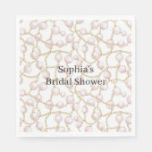 ゴールド ピンク グラム パール ブライダル シャワー スタンダードランチョンナプキン (正面)