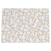 ゴールド ピンク グラム パール ブライダル シャワー ラージペーパーバッグ (正面)