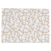 ゴールド ピンク グラム パール ブライダル シャワー ラージペーパーバッグ (裏面)