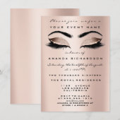 ゴールド ピンク スキニー メイク グリッター ブライダル 16th アイ 招待状 (正面/裏面)