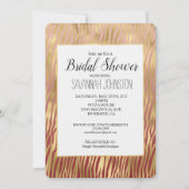 ゴールド ピンク チェリー レッド シェブロン ゼブラ ストライプ ブライズ シャワー 招待状 (正面)