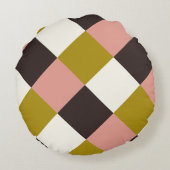 ゴールド ピンク チョコレート アイボリー 格子 ラウンドクッション (裏面)