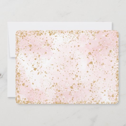 ゴールド&ピンク ティーパーティー フォト 招待状 (裏面)