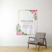 ゴールド ピンク フラワール 女の子 ベイビーシャワー フレーム タペストリー (インサイチュ)