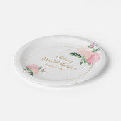 ゴールド ピンク フラワー ブライダル シャワー ペーパープレート (アングル)