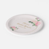 ゴールド ピンク フラワー ブライダル シャワー ペーパープレート (アングル)