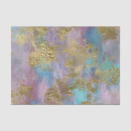 ゴールド、ピンク、ブルーのファインデコパージュペーパー 薄葉紙