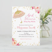 ゴールド ピンク 4月 シャワー 5月 花を咲かせ 招待状 (スタンド正面)