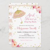 ゴールド ピンク 4月 シャワー 5月 花を咲かせ 招待状 (正面/裏面)