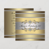 ゴールド ファビュラス 50 女性の50歳の誕生日パーティー 招待状 (正面/裏面)