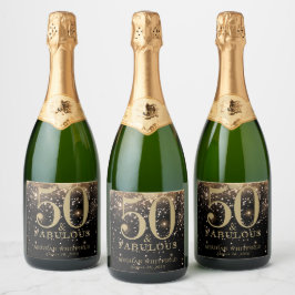 ゴールド・フィフティ・アンド・ファビュラス・ボールド 50歳の誕生日パーティー スパークリングワインラベル