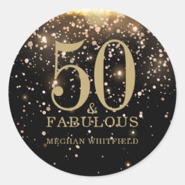 ゴールド・フィフティ・アンド・ファビュラス・ボールド 50歳の誕生日パーティー ラウンドシール