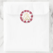 ゴールド フェスティバル ガネーシャ | インドの神 赤いバラの花輪 ラウンドシール (バッグ)