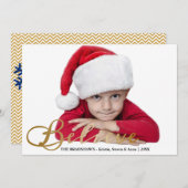 ゴールド・フォイル信じ・ルック・クリスマスフォト シーズンカード (正面/裏面)