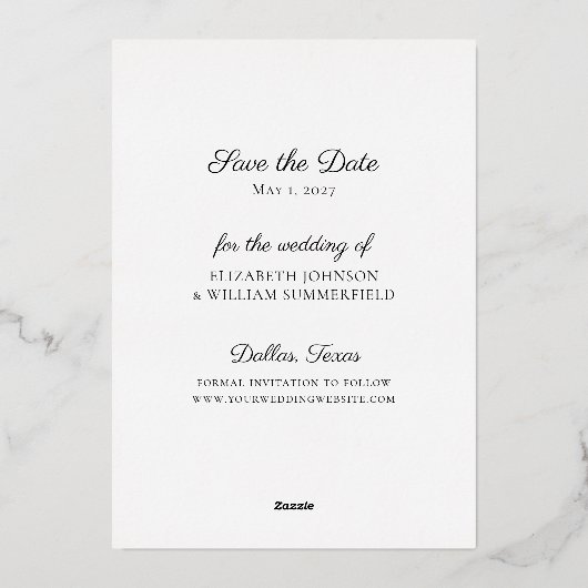 ゴールド・フォイル写真の発表日結婚を保存 箔招待状 (裏面)