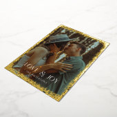 ゴールド・フォイル・キラキラと輝く愛と喜びのホリデー写真カード 箔シーズンカード (回転した状態)