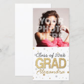 ゴールド フォイル グリッター コンフェッティ 卒業パーティー オーダーメイド 案内状 (正面/裏面)