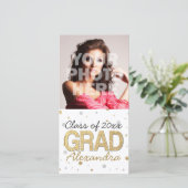 ゴールド フォイル グリッター コンフェッティ 卒業パーティー オーダーメイド 案内状 (スタンド正面)